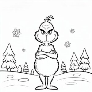 Grinch met gekruiste armen kleurplaat