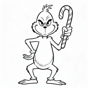 Grinch met zuurstok kleurplaat