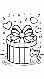 Dibujo para colorear: regalo de cumpleaños alegre