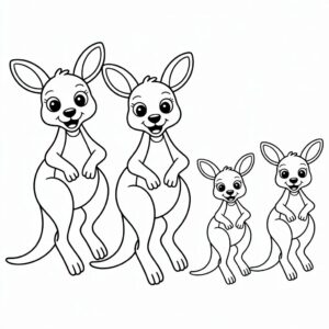 Känguru-Familie Ausmalbild