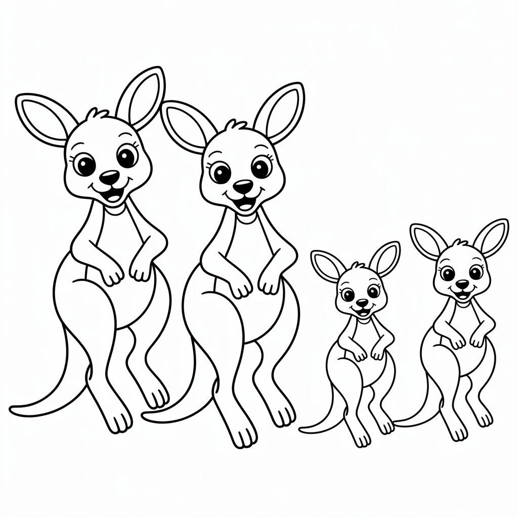 Känguru-Familie Ausmalbild
