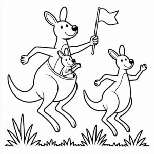 Känguru-Familie Malvorlage