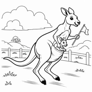 Känguru mit Baby im Beutel Ausmalbild