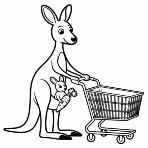 Känguru mit Baby im Beutel ausmalen