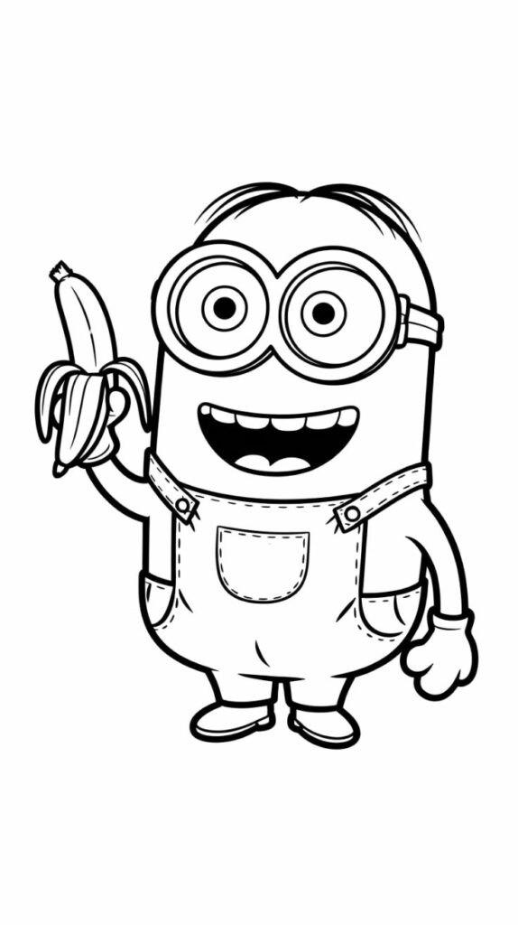 Minion met banaan Kleurplaat