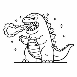 Niedlicher Godzilla – Ausmalbild kostenlos als PDF herunterladen
