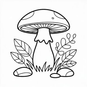 Paddestoel in het bos kleurplaat PDF