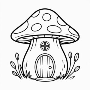 Paddestoelenhuisje kleurplaat PDF gratis