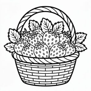 Pagina da colorare Cesto di fragole stampabile