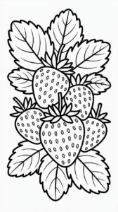 Pagina da colorare Mazzo di fragole carine stampabile