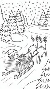 Printbare kleurplaat – elf met arrenslee