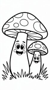 Schattige paddestoelen met gezichtjes printversie