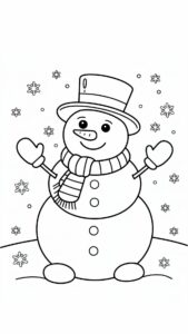 Sneeuwvlok met sneeuwpop kleurplaat