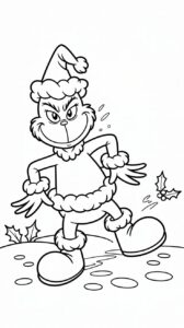 Stappende Grinch kleurplaat