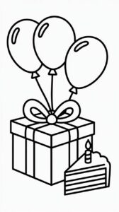 PDF para colorear: regalo de cumpleaños