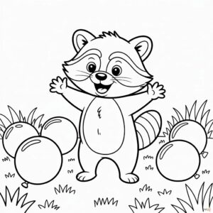 Wasbeer met ballonnetjes gratis te printen