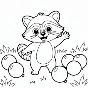 Wasbeer met ballonnetjes kleurplaat PDF