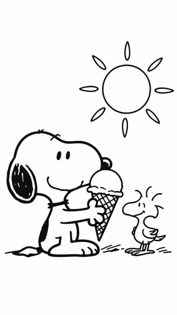 Snoopy e Woodstock para colorir