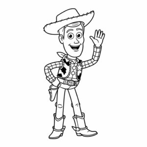 Woody en zijn cowboyoutfit kleurplaat gratis