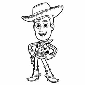 Woody en zijn cowboyoutfit kleurplaat om te printen