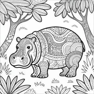 afbeelding nijlpaard tekening