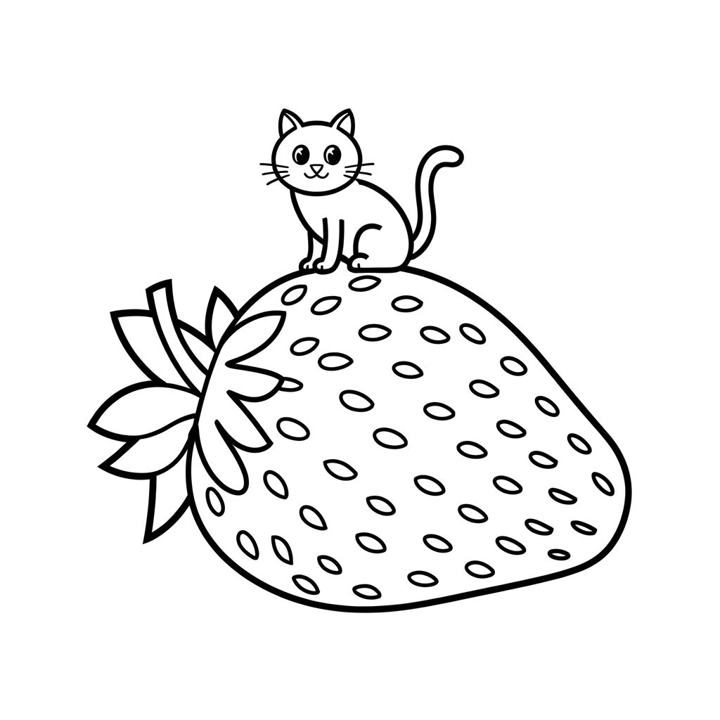 kleurplaat fruit aardbei