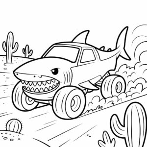 kleurplaat monstertruck haai