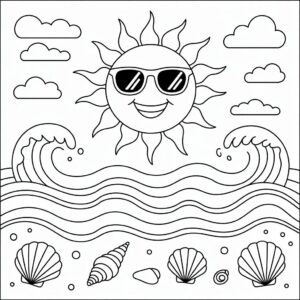 kleurplaat strand peuters