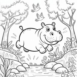 kleurplaat van nijlpaard