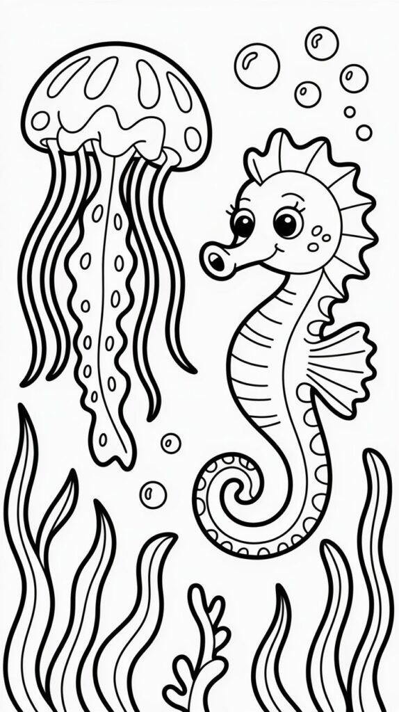 zeepaardje tekenen makkelijk