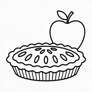 Appeltaart met appel ernaast kleurplaat