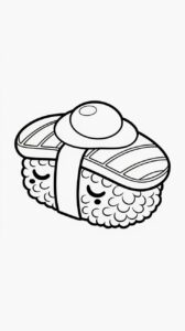 Blije tonijn nigiri kleurplaat