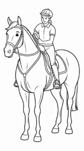 Brushing a Horse Coloring Page