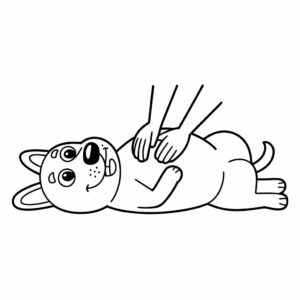 Page de coloriage chien se faisant gratter le ventre