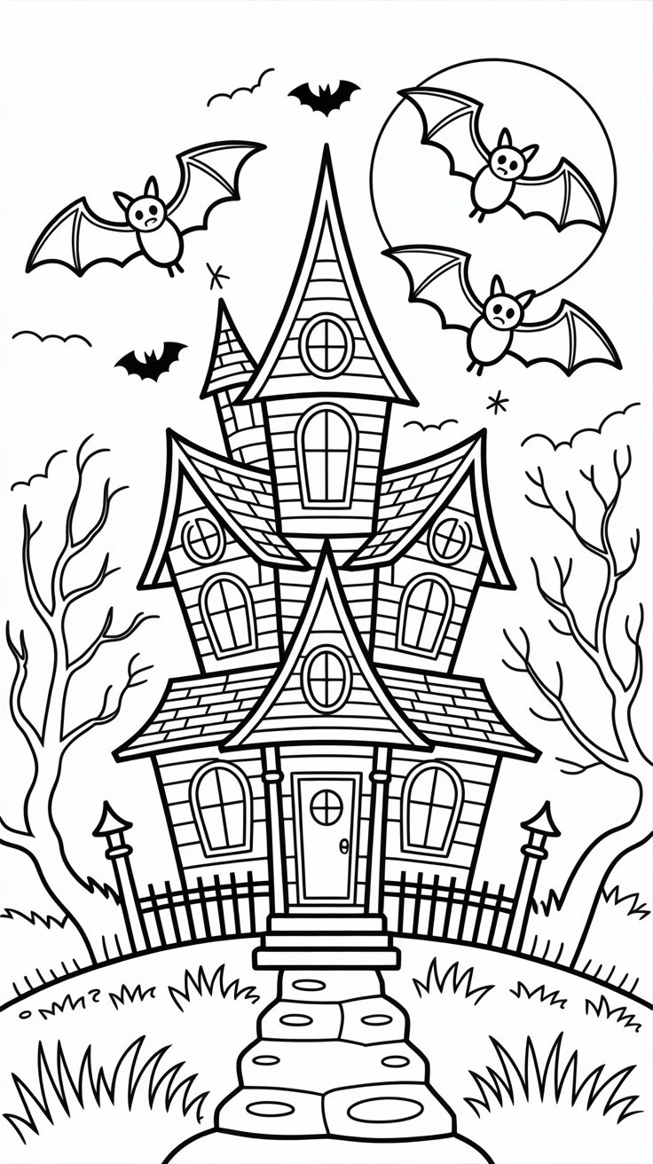 Download Spookhuizen om te Kleur voor Halloween