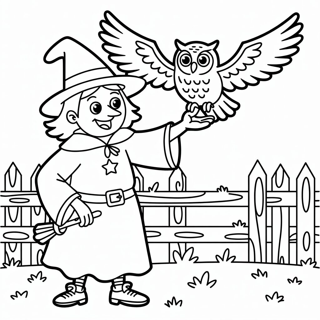 Downloadbare Halloween Heks Kleurplaat voor Kinderen