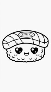 Garnalen sushi met saus kleurplaat