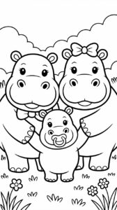 Hippe familie met speen kleurplaat