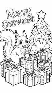 Kerstboom met cadeautjes Kleurplaten