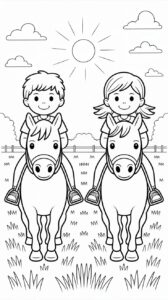 Kids Horse Riding Coloring Page