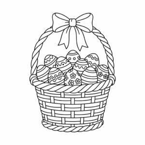 Kleurplaat Schattige Paasmand met Eieren