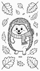 Kleurplaat egel met sjaal