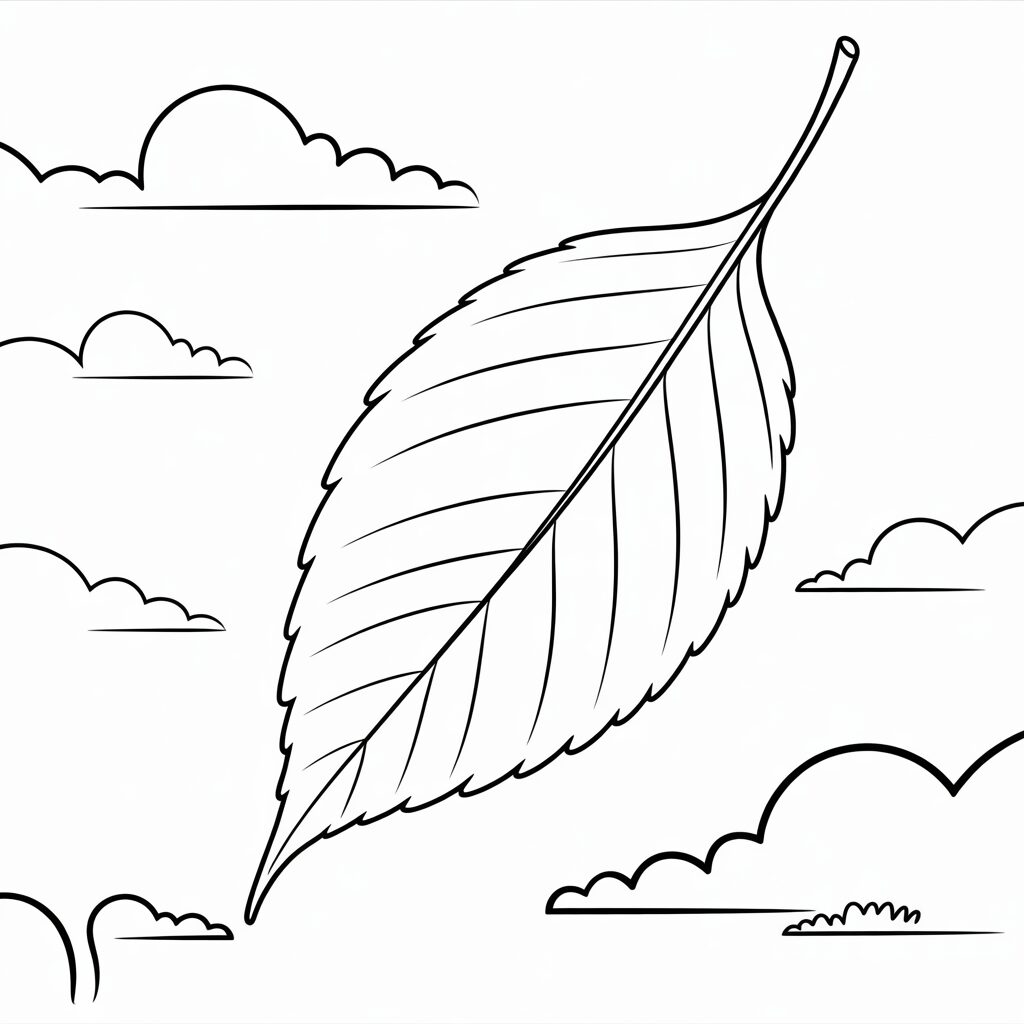 Kleurplaat groot vallend blad