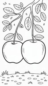 Kleurplaat twee appels aan een tak