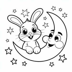 Konijn op de maan kleurplaat