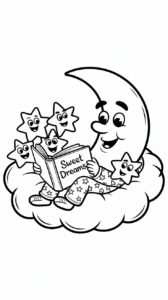 Maan leest voor kleurplaat