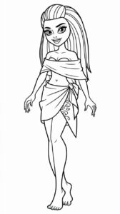 Niña con vestido de playa – página para colorear