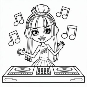 Monster High DJ Chica - Página para colorear