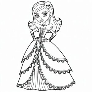 Página para colorear de Monster High con vestido gótico