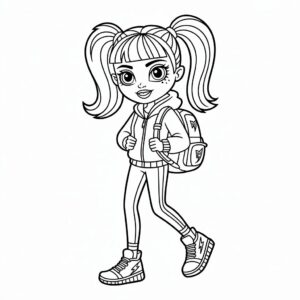 Monster High chica con mochila: página para colorear